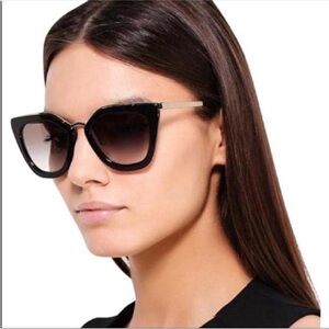 Prada Black Cat-Eye Sunglasses Black and Gold